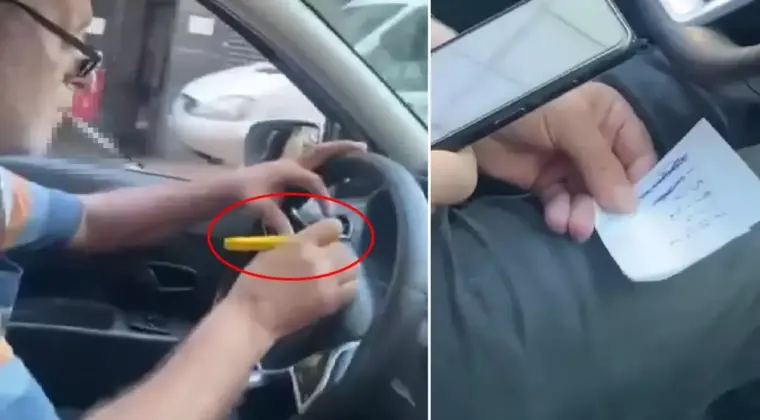 Taksiciden skandal hareket! Seyir halindeyken at yarışı kuponu doldurdu