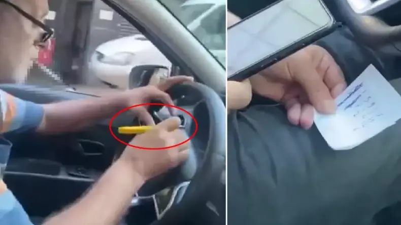 Taksiciden skandal hareket! Seyir halindeyken at yarışı kuponu doldurdu
